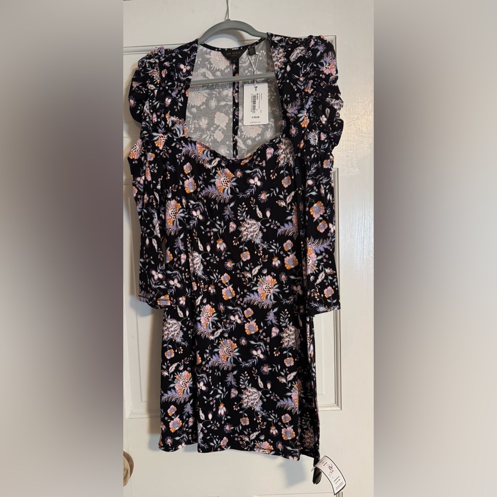 Ted Baker Square neck printed mini dress brand new